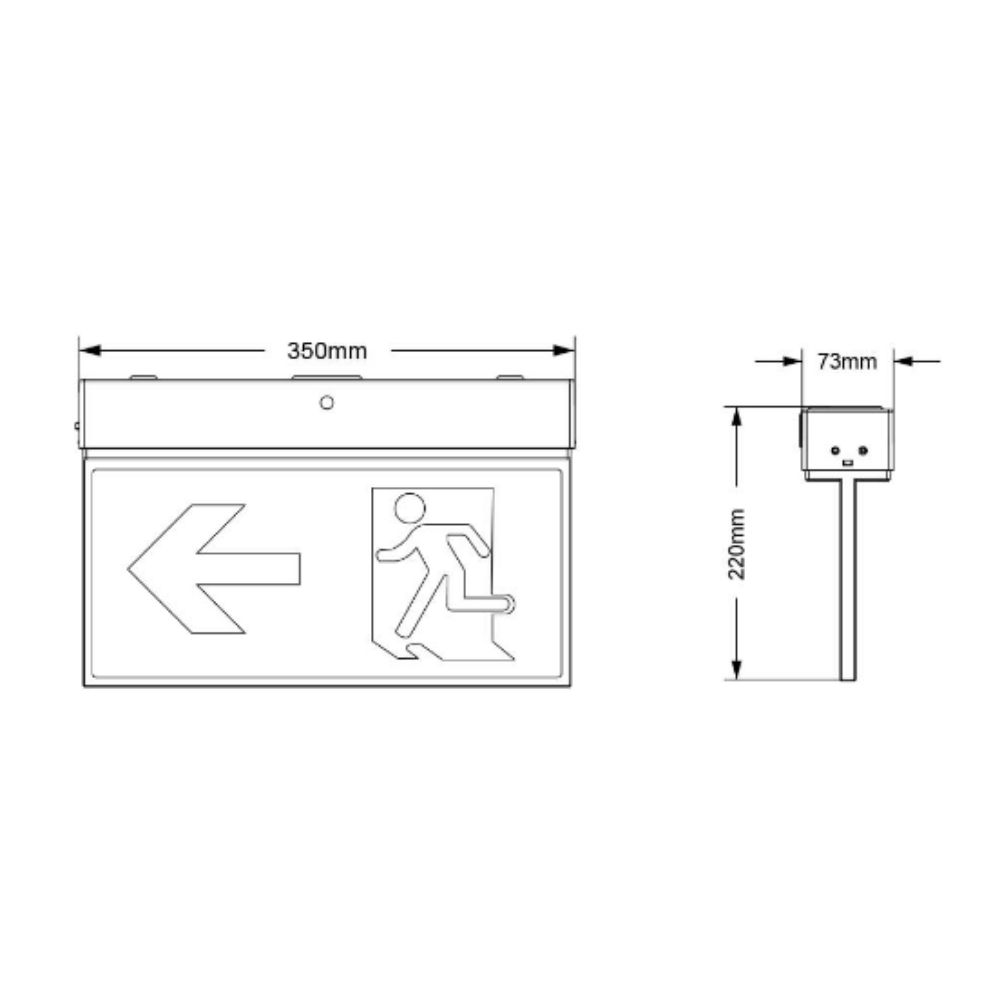 Buy Emergency LED Exit Signs Australia Rambo Slimline Emergency LED Exit Light Black Polycarbonate - LWRE1611-BLK