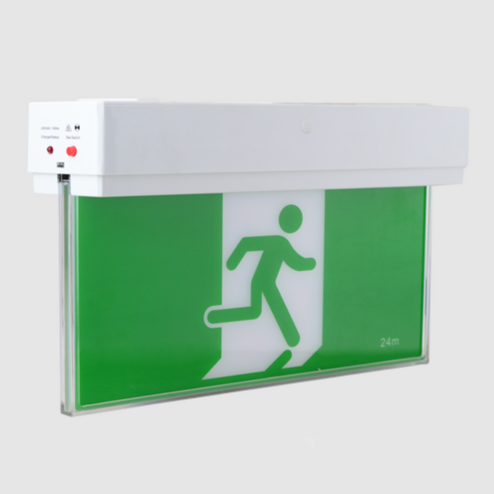 Buy Emergency LED Exit Signs Australia Rambo Slimline Emergency LED Exit Light White Polycarbonate - LWRE1611