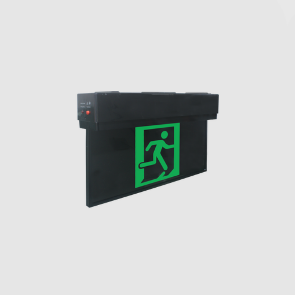 Buy Emergency LED Exit Signs Australia Rambo Slimline Emergency LED Exit Light Black Polycarbonate - LWRE1611-BLK