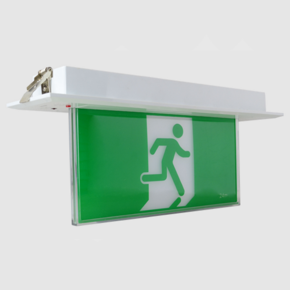 Buy Emergency LED Exit Signs Australia Jade Recessed Emergency LED Exit Light White Polycarbonate - LWJE1703
