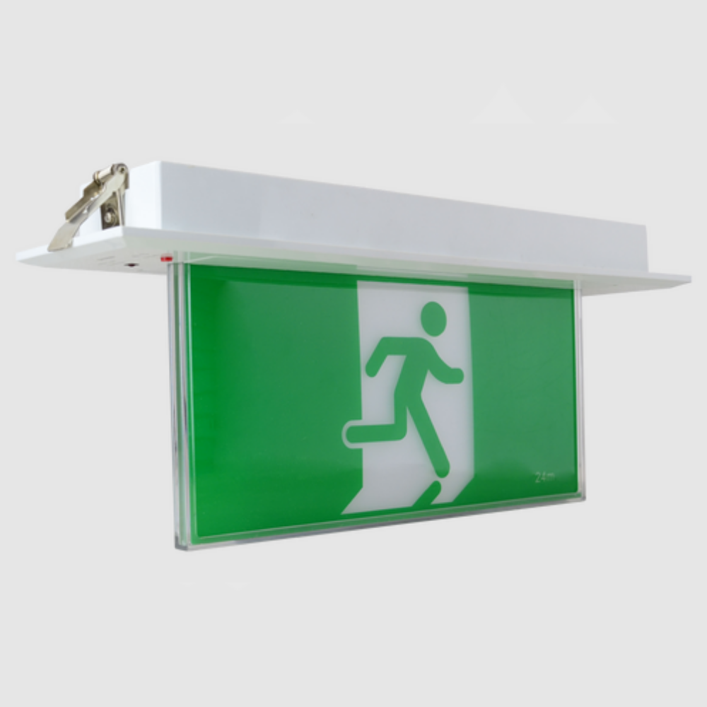 Jade Recessed Emergency LED Exit Light White Polycarbonate - LWJE1703