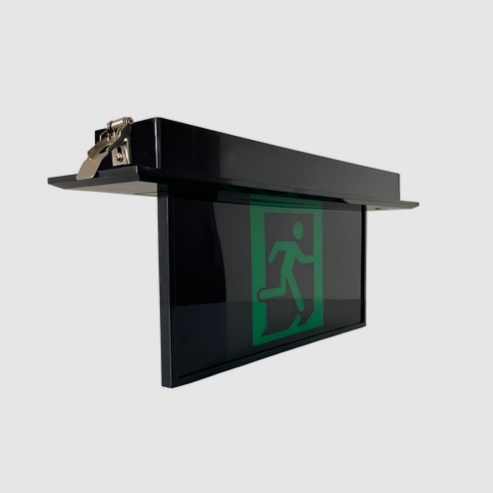 Buy Emergency LED Exit Signs Australia Jade Recessed Emergency LED Exit Light Black Polycarbonate - LWJE1703-BLK