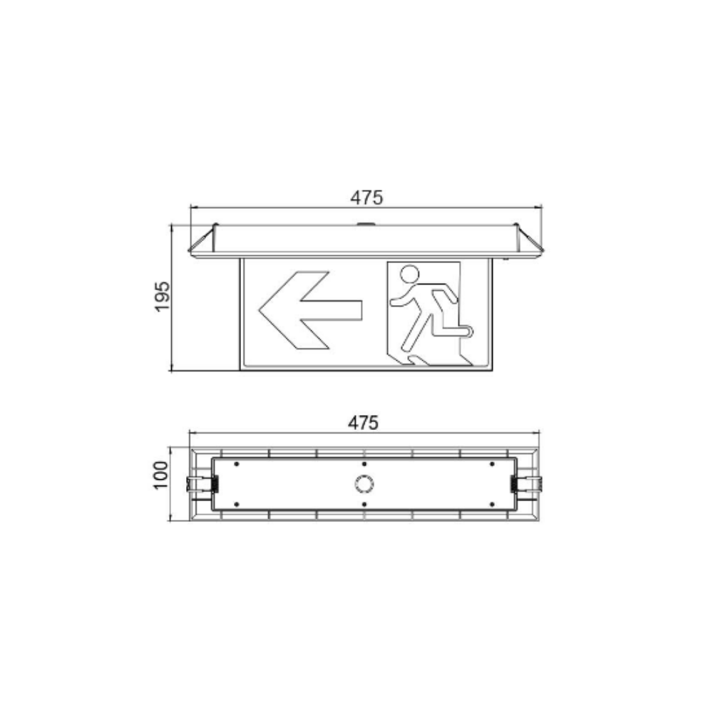 Buy Emergency LED Exit Signs Australia Jade Recessed Emergency LED Exit Light Black Polycarbonate - LWJE1703-BLK