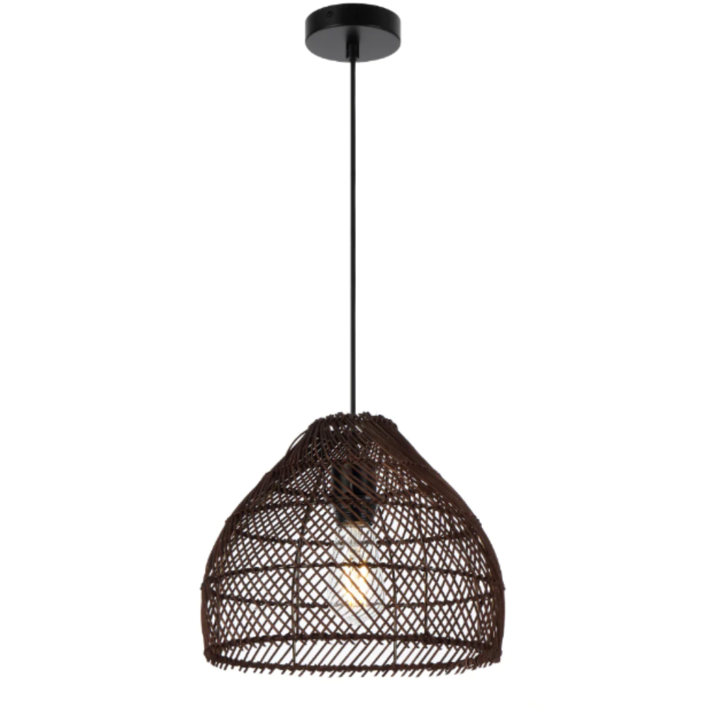 Buy Pendant Lights Australia Frya Pendant Light W300mm Brown Iron / Rattan - FRYA PE30-BRN