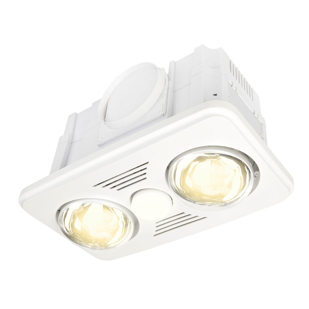 Buy 3 In 1 Bathroom Heaters Australia Velocity-II 2+1 Light 3-In-1 Bathroom Mate White - 20353/05