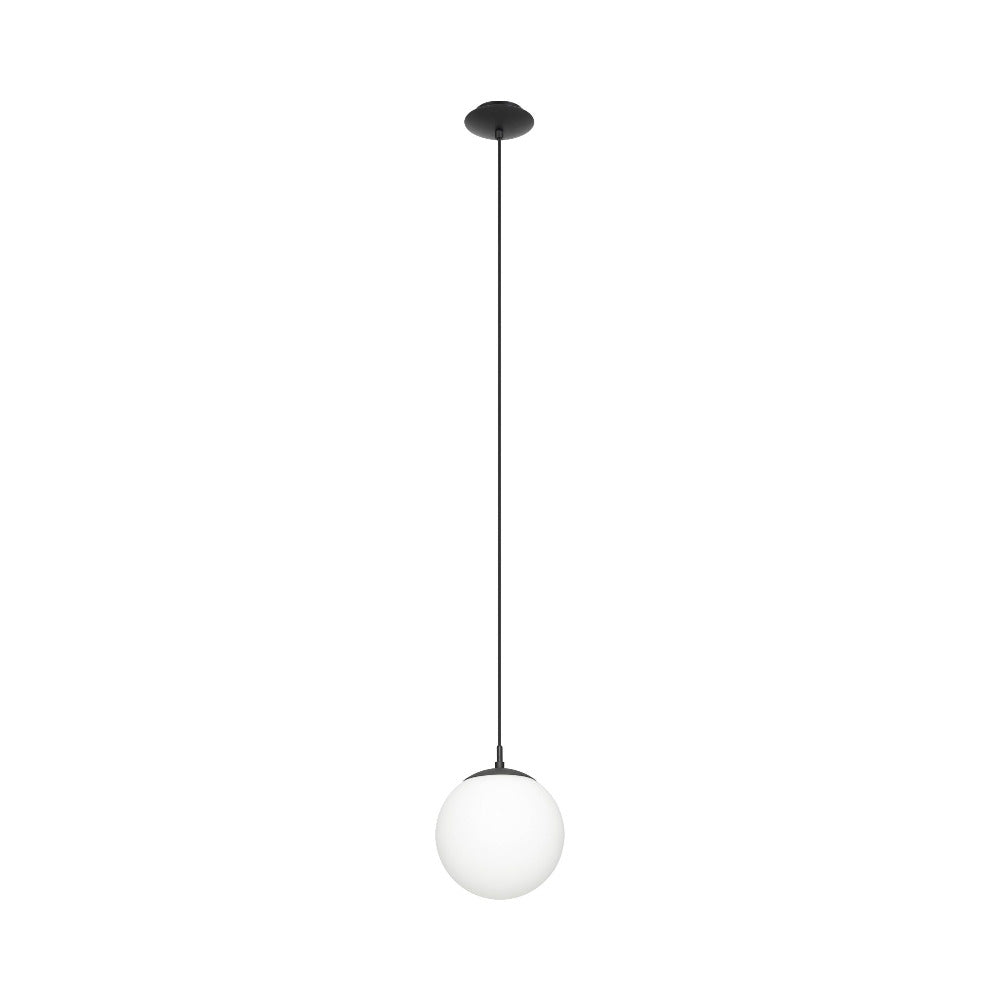 Buy Pendant Lights Australia Rondo 1 Light Small Pendant Black / Opal Matt - 205008