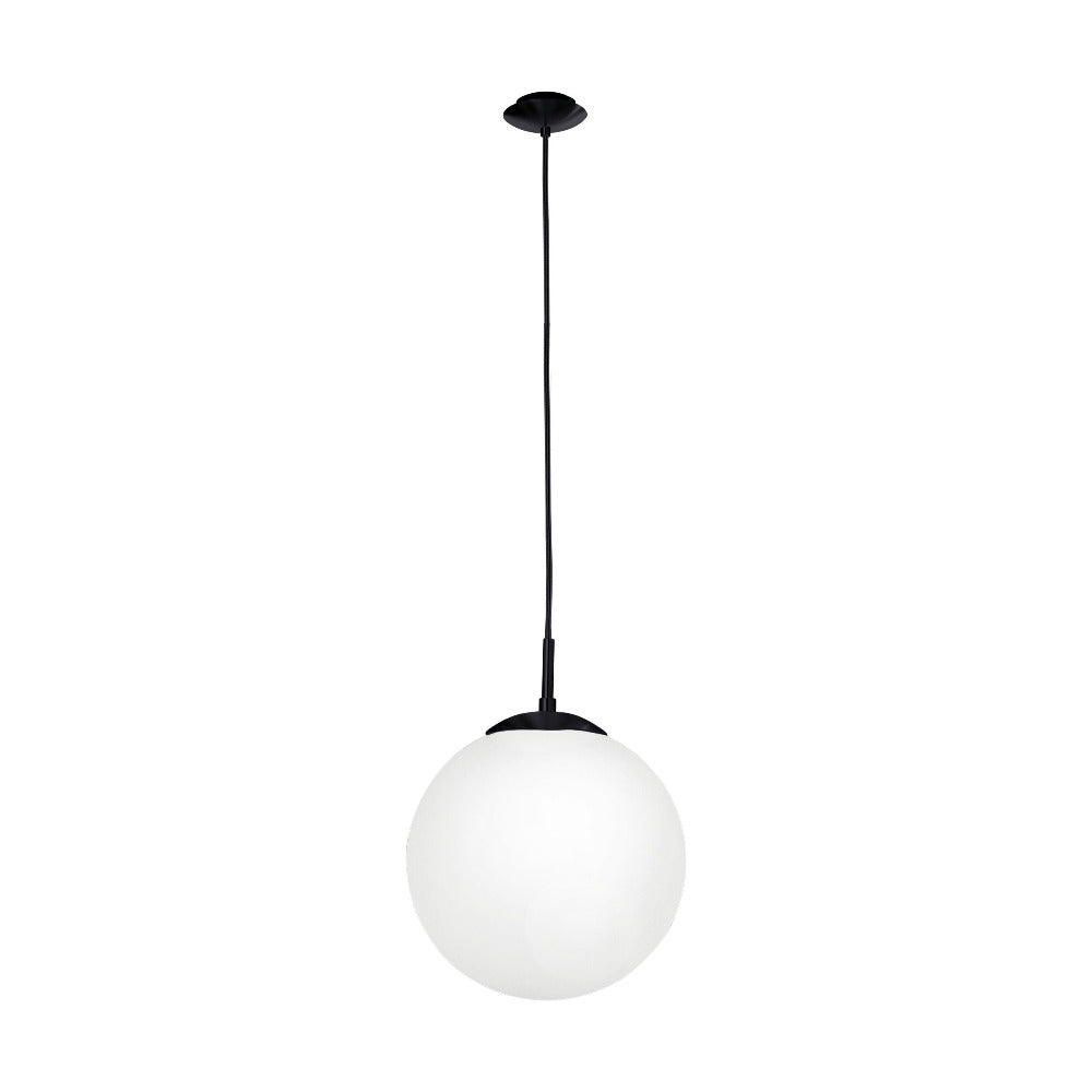 Buy Pendant Lights Australia Rondo 1 Light Medium Pendant Black / Opal Matt - 205009