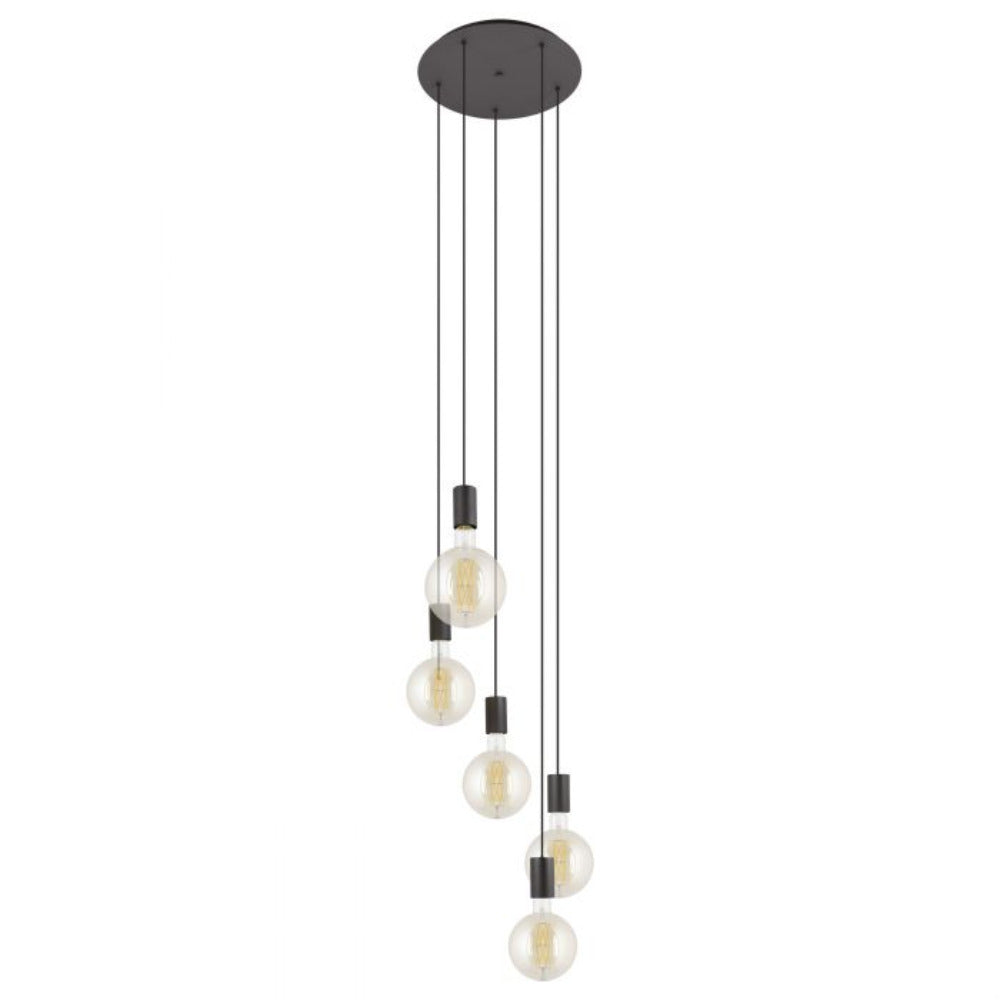 Pozueta 5 Light Pendant Black Steel- 205161N