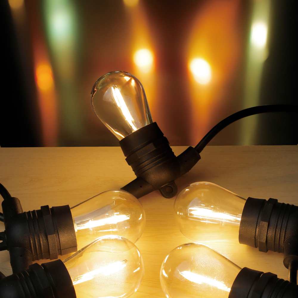 Buy Festoon Lights Australia Outdoor Festoon 10 Light Kit Fixed Black 12V Warm White - 205397N