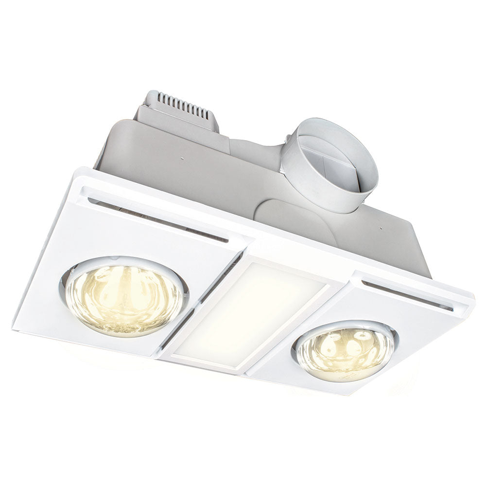 Buy 3 In 1 Bathroom Heaters Australia Supernova-II 2+1 CCT LED Light 3-In-1 Bathroom Mate White - 20748/05