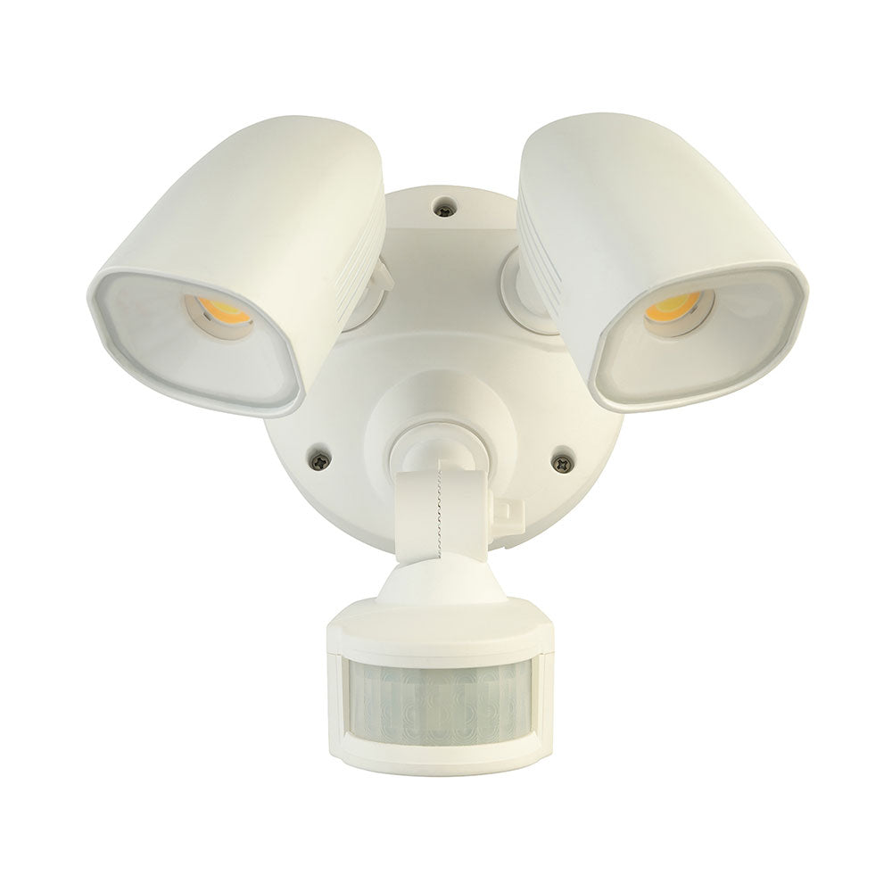 Buy Security Wall Lights Australia Shielder 2X10W LED Twin Floodlight With Sensor White - 20784/05