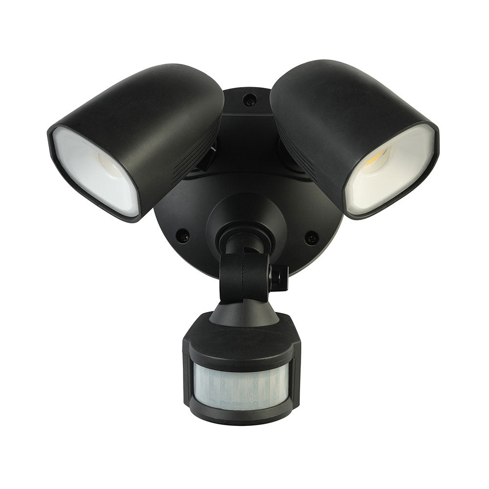 Buy Security Wall Lights Australia Shielder 2X10W LED Twin Floodlight With Sensor Black - 20784/06