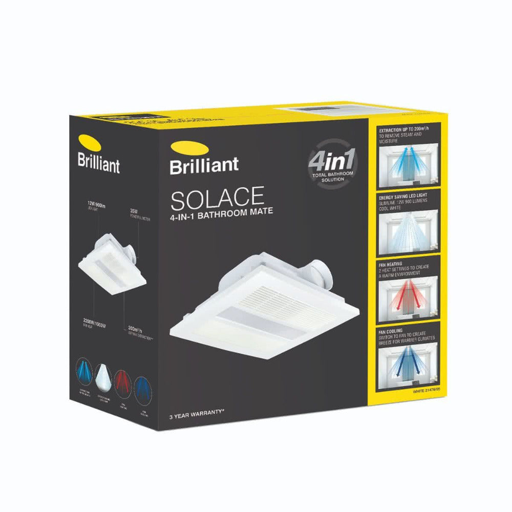 Buy 3 In 1 Bathroom Heaters Australia Solace 4 In 1 Bathroom Matte White - 21476/05