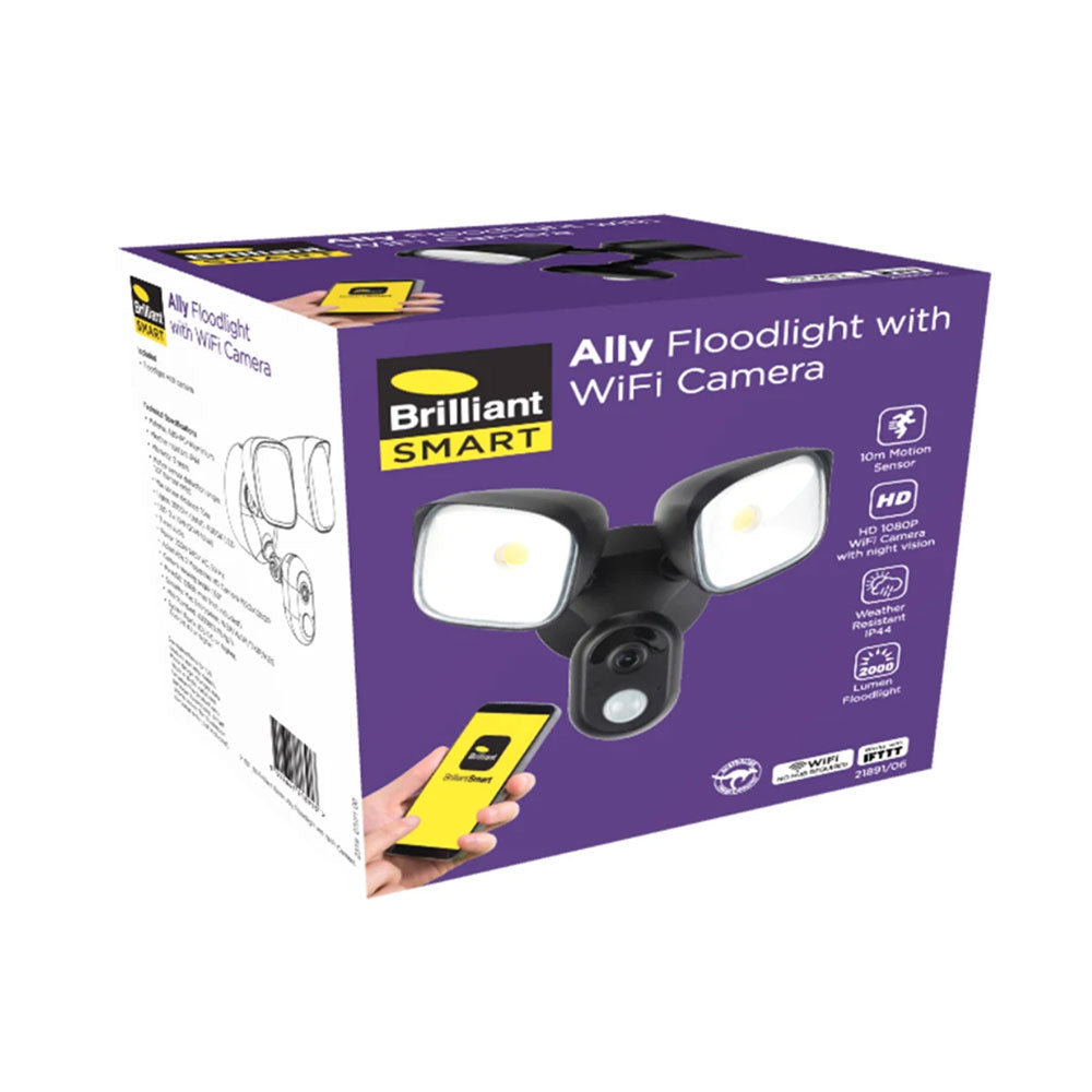 Buy Smart Security Lights Australia Ally Smart Security 2 Lights Black Polycarbonate 4000K - 21891/06