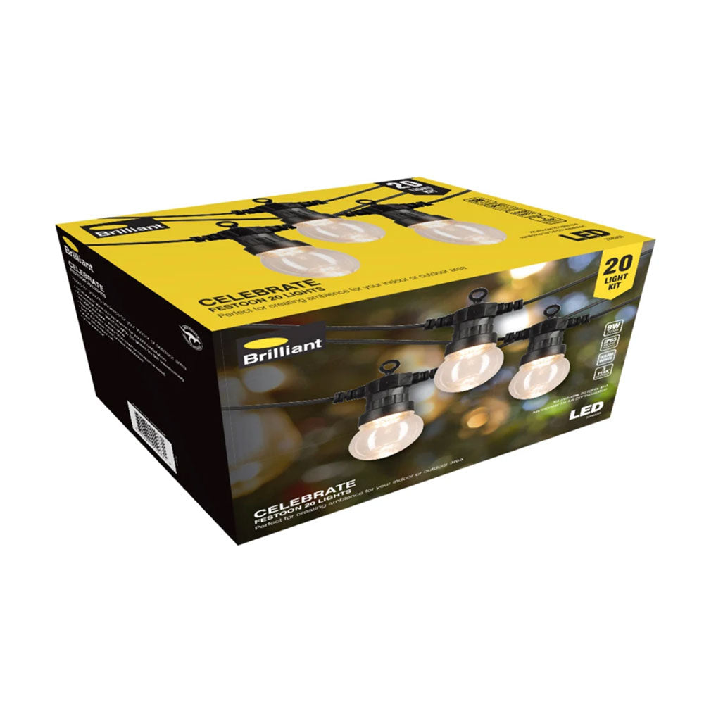 Buy Festoon Lights Australia CELEBRATE Festoon 10 lights Extension Black Polypropylene 3000K - 22084/06