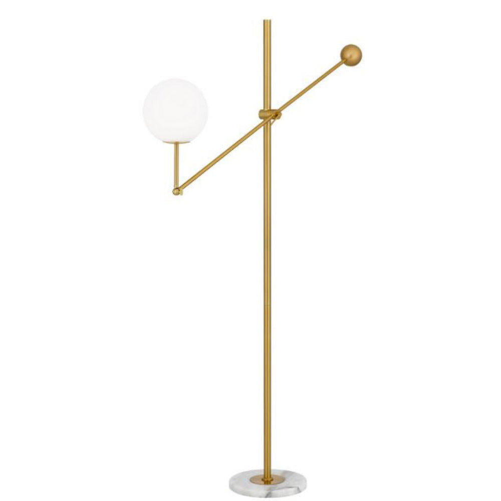 Buy Floor Lamps Australia Kemi Floor Lamp White Marble Gold Iron Opal Matt Glass - KEMI FL-GDOP