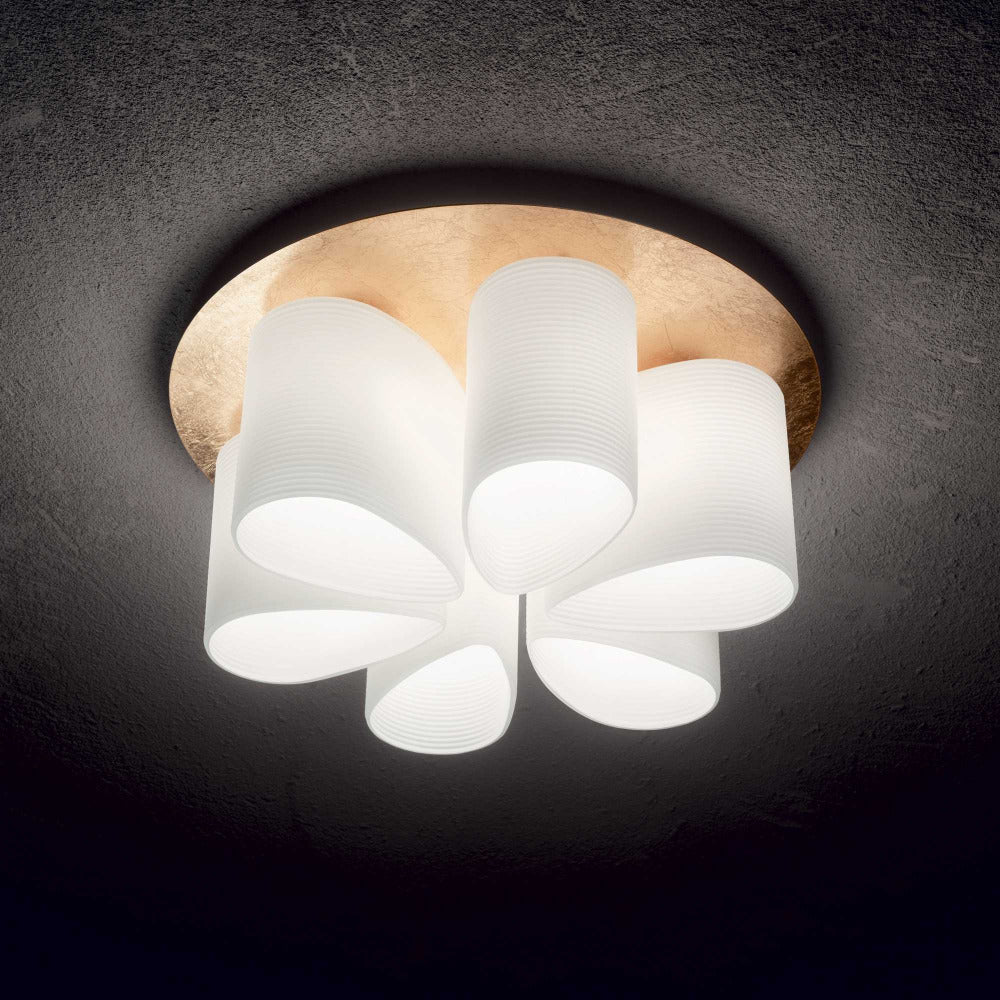 Buy Flush Mount Lights Australia Daisy Pl6 Round Flush Mount 6 Lights Gold Metal / Glass - 247779