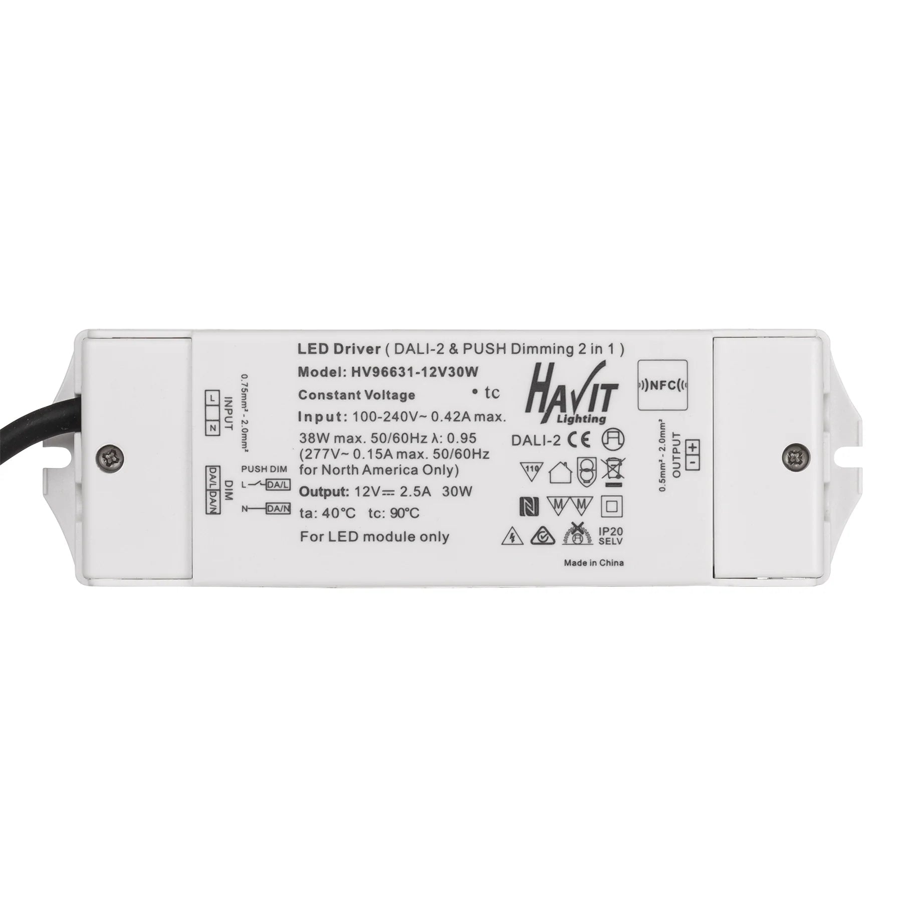 Buy LED Drivers Australia Triac Dimmable Indoor LED Driver 12V DC 30W White Plastic / Dali - HV96631-12V30W