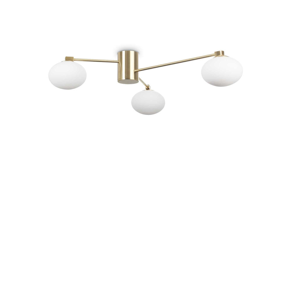 Buy Semi-Flush Mount Lights Australia Hermes Pl3 Semi-Flush Mount 3 Lights Brass Metal - 288260
