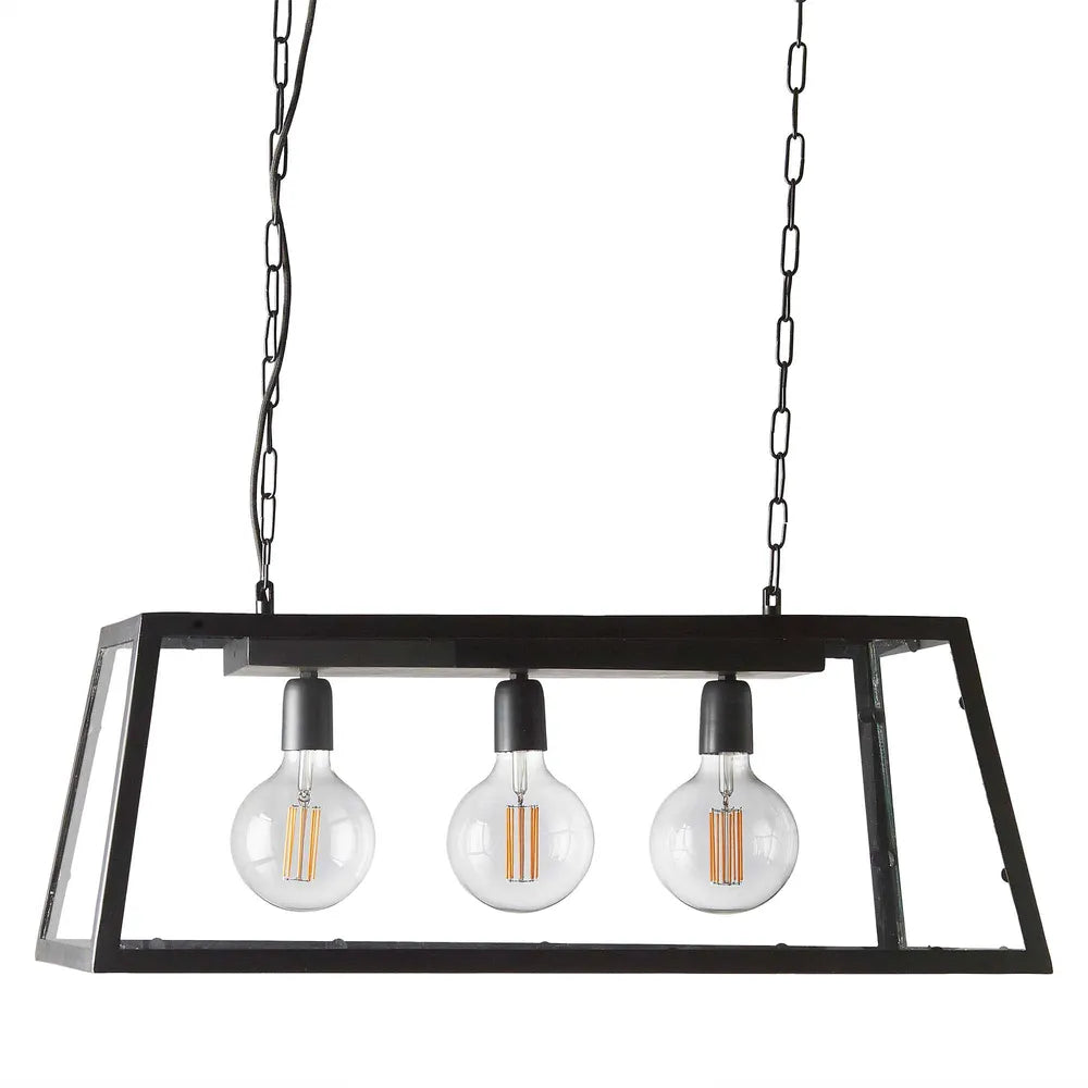 Buy Island Pendant Lights Australia Solane Island Pendant 3 Lights Black Iron / Glass - ELHK2121