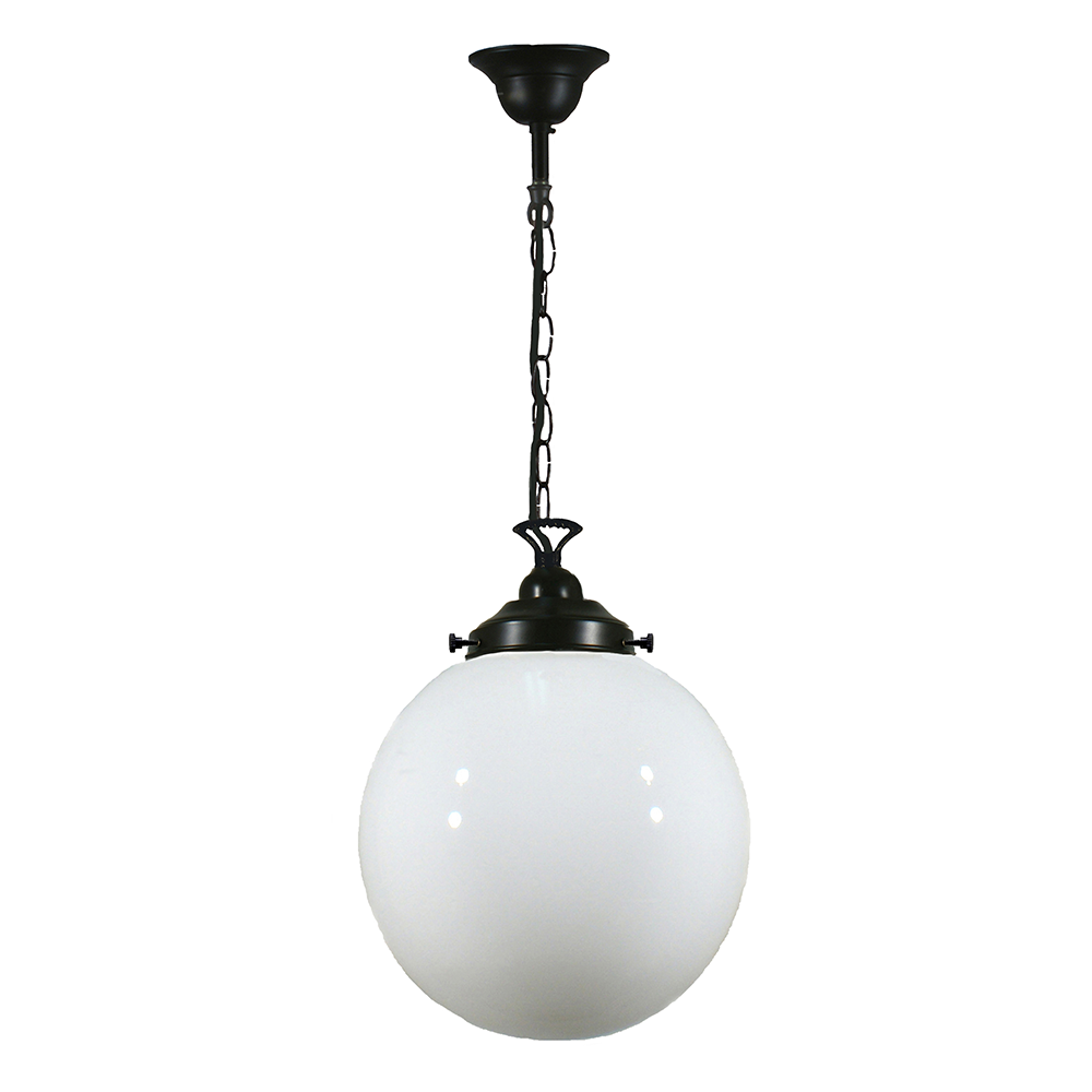 Buy Pendant Lights Australia Single Chain Pendant Patina Black With 10" Sphere Opal Gloss Glass - 3020055