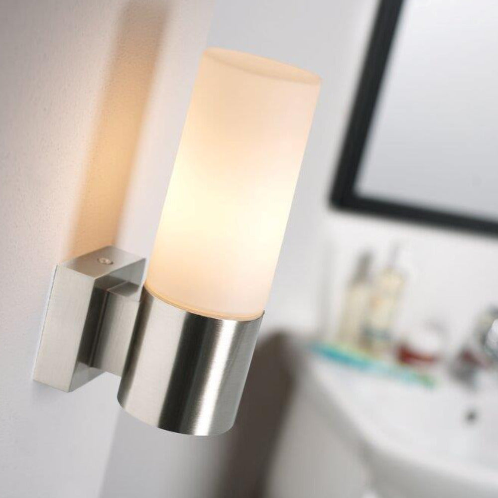 Buy Bathroom Vanity Lights Australia Tangens 1 Light Bath Brushed Steel, Opal - 17131032