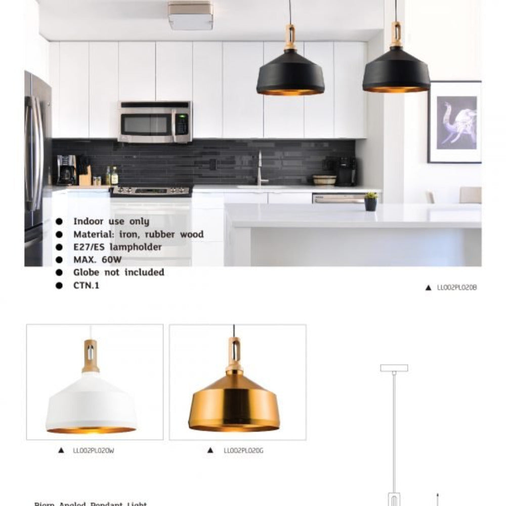 Buy Pendant Lights Australia Biorn Angled Pendant Light - Gold - LL002PL020G