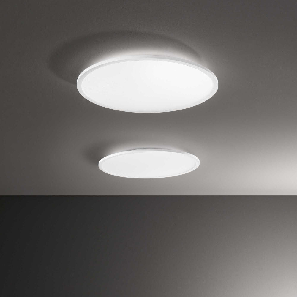 Buy LED Oyster Lights Australia Fly Pl Slim Round LED Oyster Light W600mm White Aluminium 3000K - 292250