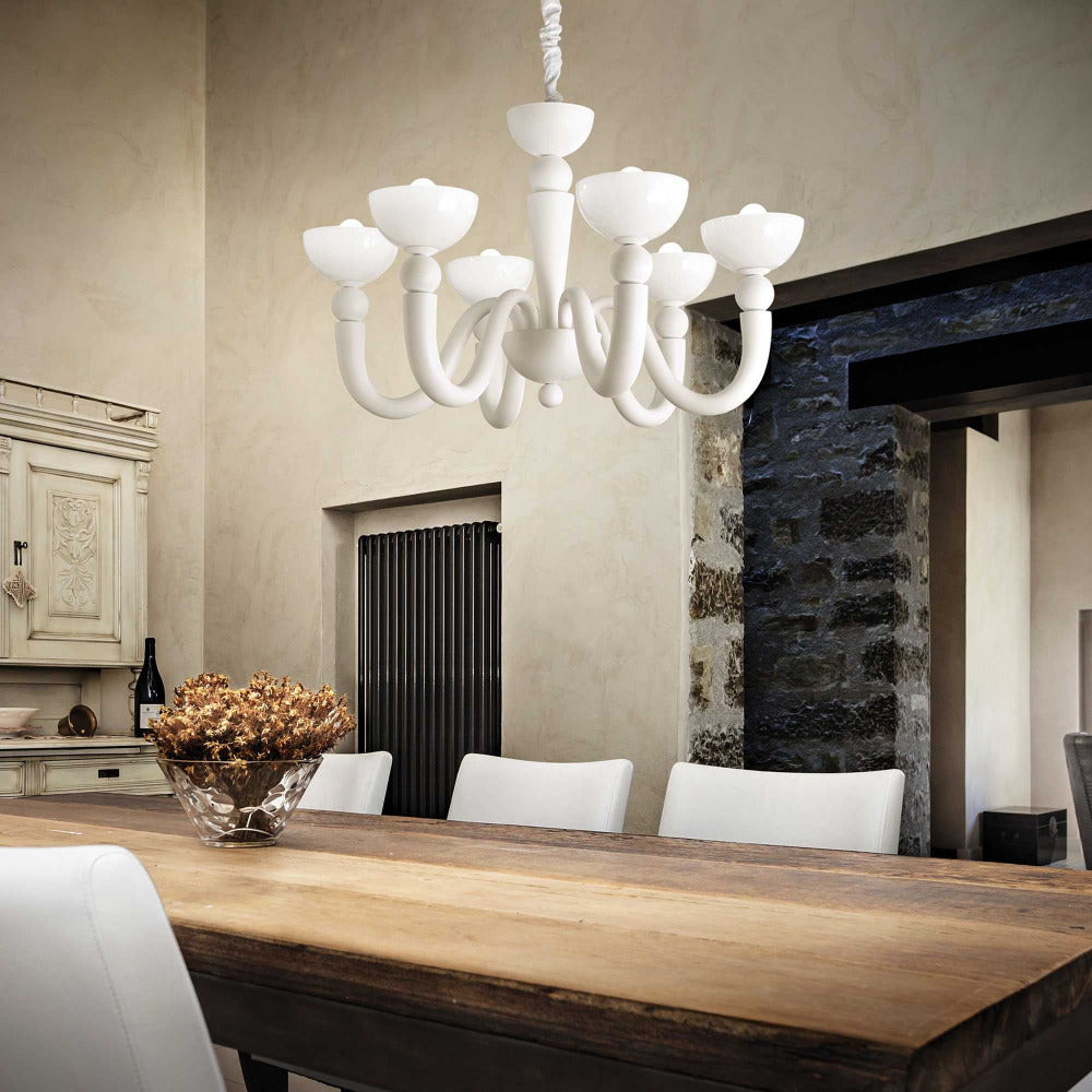 Buy Chandeliers Australia Bon Bon Sp8 Chandelier 8 Lights Matt White Metal - 094007