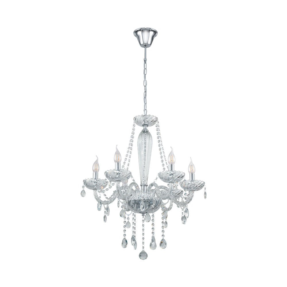 Buy Chandeliers Australia Basilano 6 Light Chandelier Chrome & Clear - 39099
