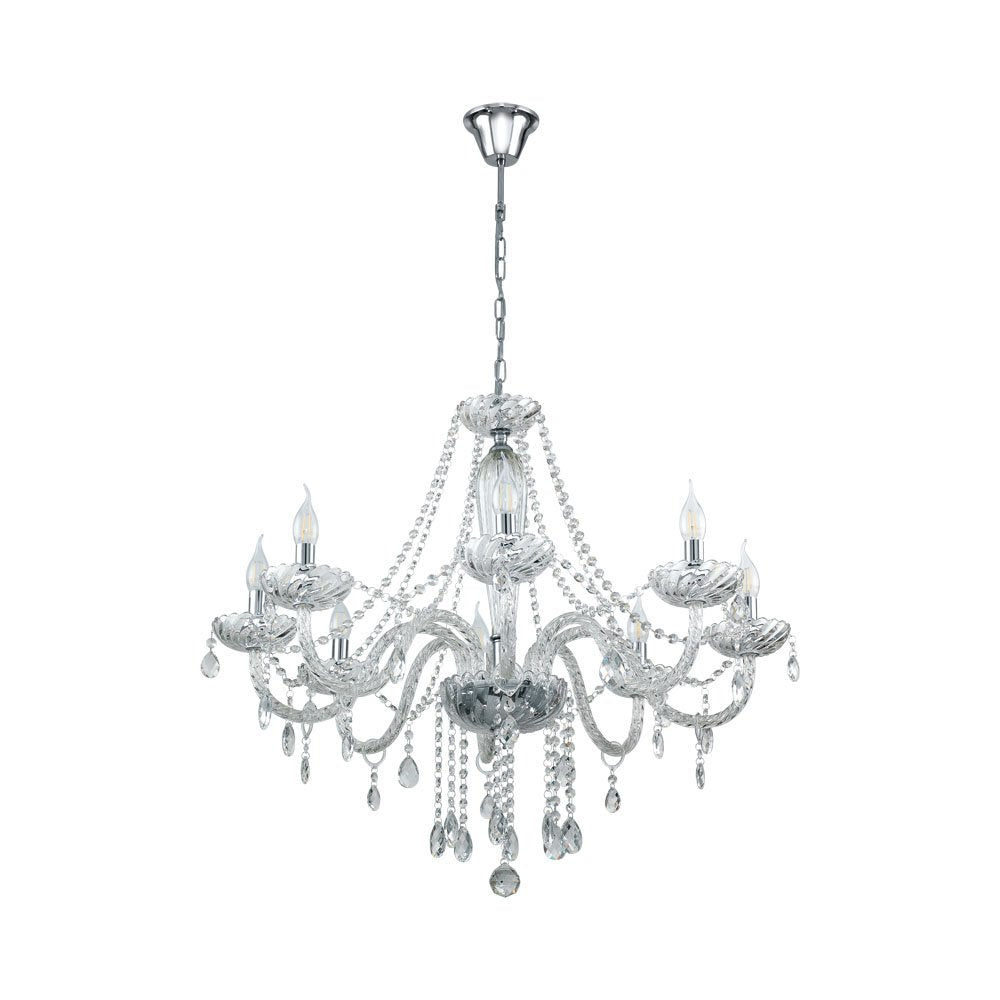 Buy Chandeliers Australia Basilano 8 Light Chandelier Chrome & Clear - 39101