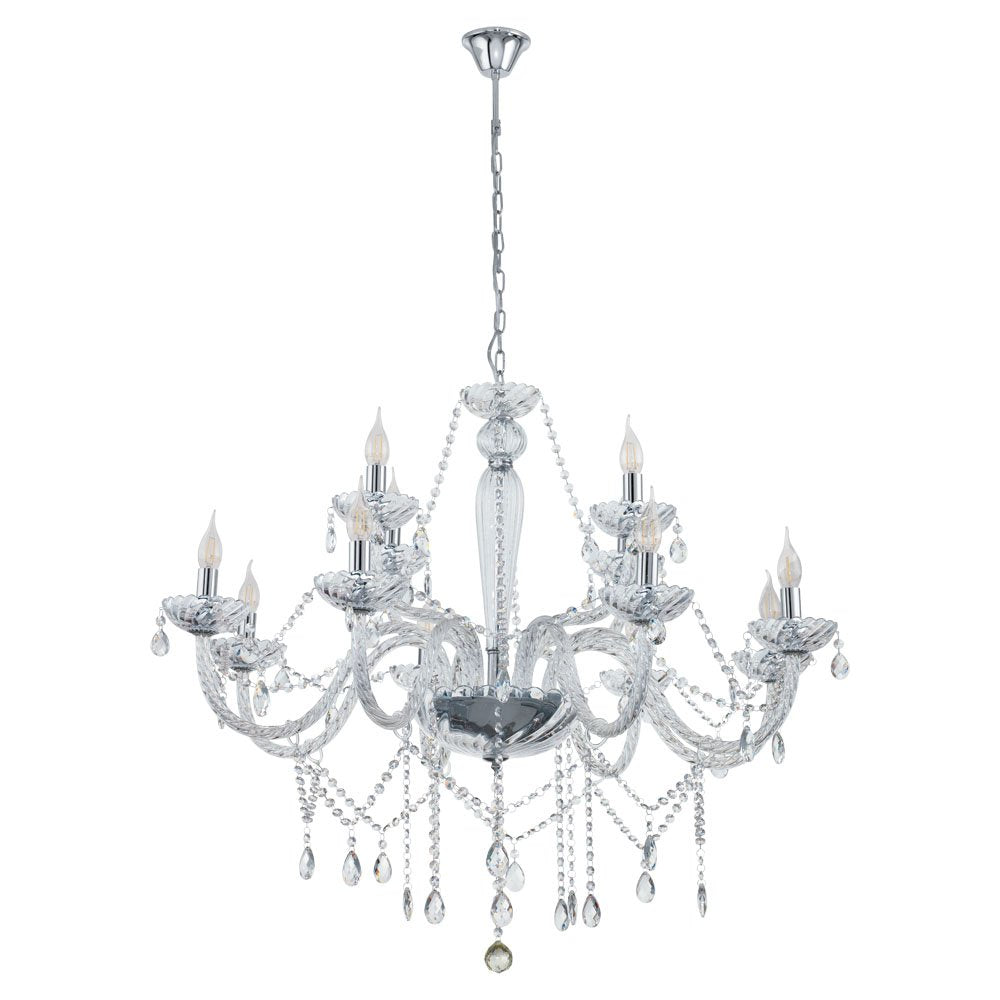 Buy Chandeliers Australia Basilano 12 Light Chandelier Chrome & Clear - 39102