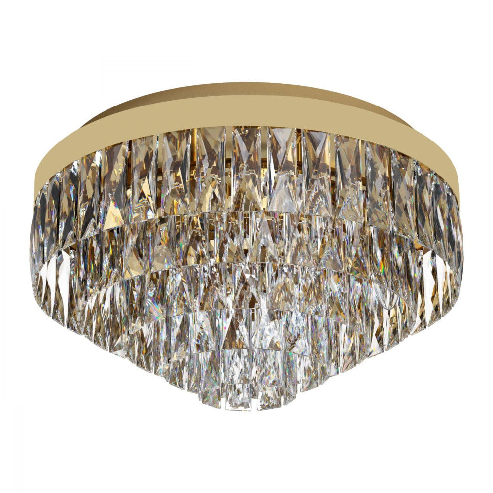 Buy Flush Mount Lights Australia Valparaiso 8 Light Ceiling Gold Coloured & Crystal 480mm - 39457