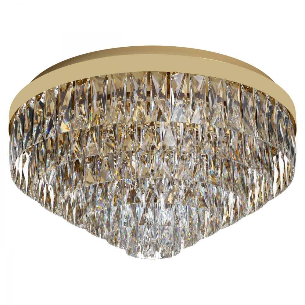 Buy Flush Mount Lights Australia Valparaiso 11 Light Ceiling Gold Coloured & Crystal 580mm - 39458