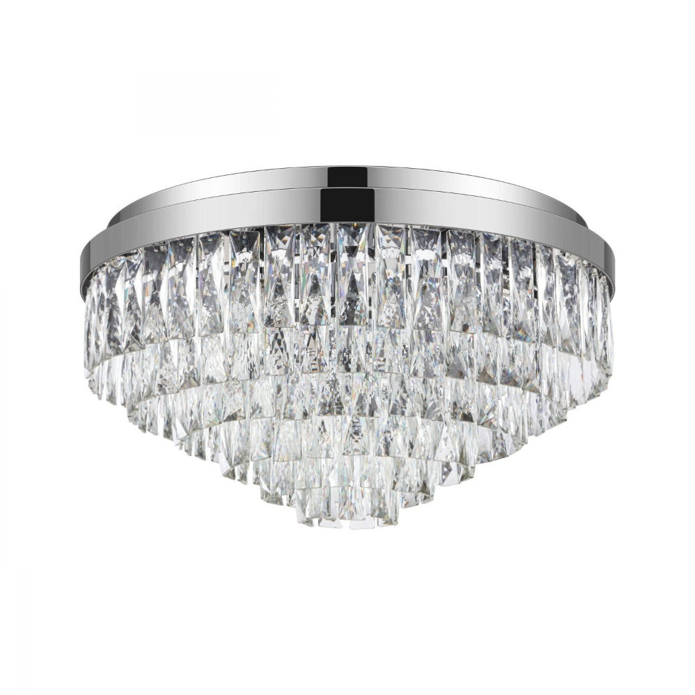 Buy Flush Mount Lights Australia Valparaiso 11 Light Ceiling Chrome & Crystal 580mm - 39491