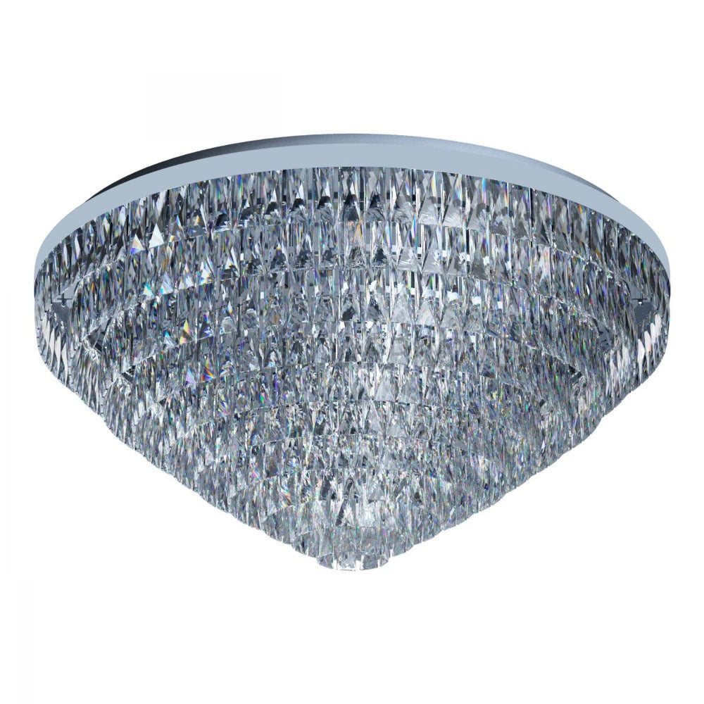 Buy Flush Mount Lights Australia Valparaiso 25 Light Ceiling Chrome & Crystal 980mm - 39493