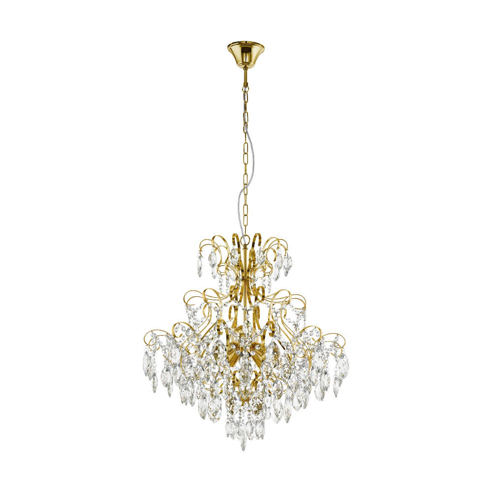 Fenoullet 5 Light Crystal Pendant Brass - 39605