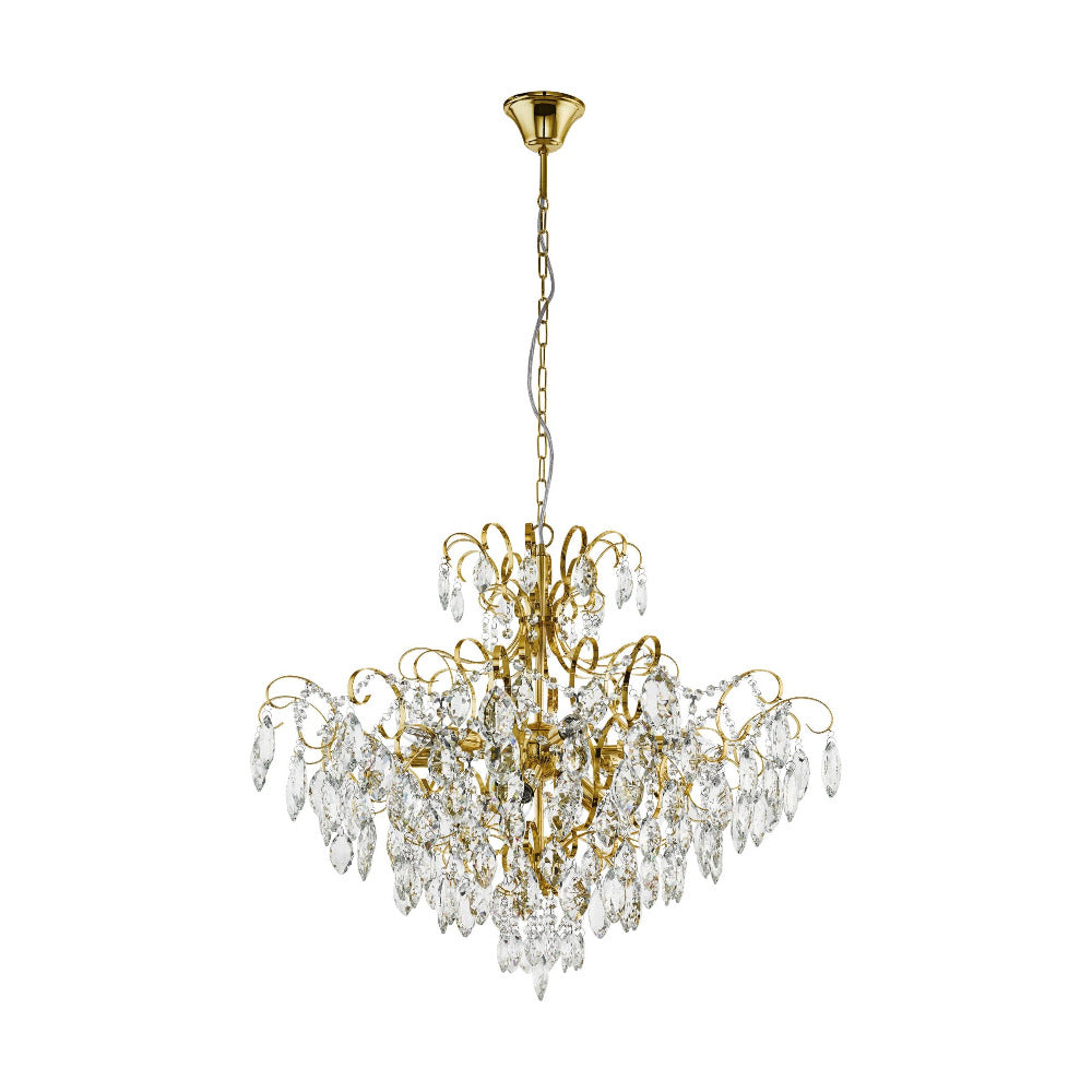 Fenoullet 9 Light Crystal Pendant Brass - 39606