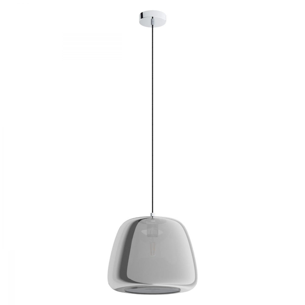 Buy Pendant Lights Australia Albarino 1 Light Pendant Chrome & Black Transparent 350mm - 39665N