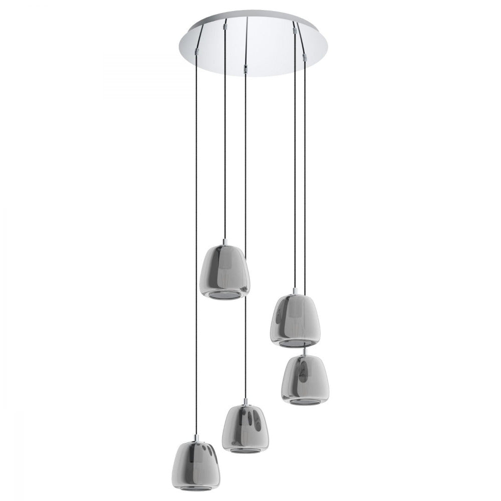 Buy Cluster Pendants Australia Albarino 5 Light Pendant Chrome & Black Transparent - 39668