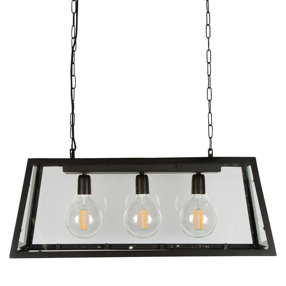 Buy Island Pendant Lights Australia Solane Island Pendant 3 Lights Black Iron / Glass - ELHK2121