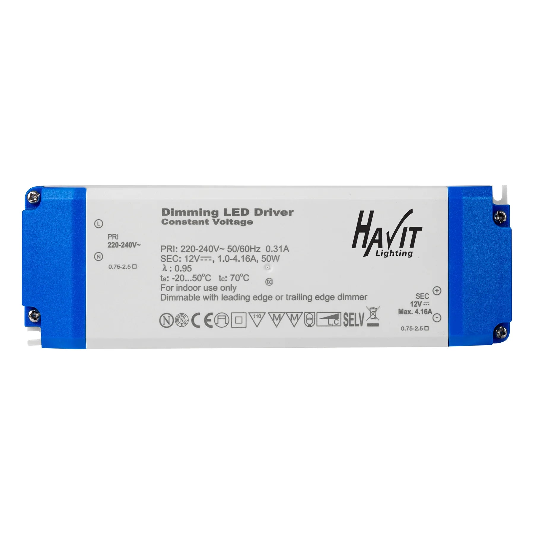 Buy LED Drivers Australia Triac Dimmable Indoor LED Driver 12V DC 50W White & Blue Plastic - HV9668-12V50W