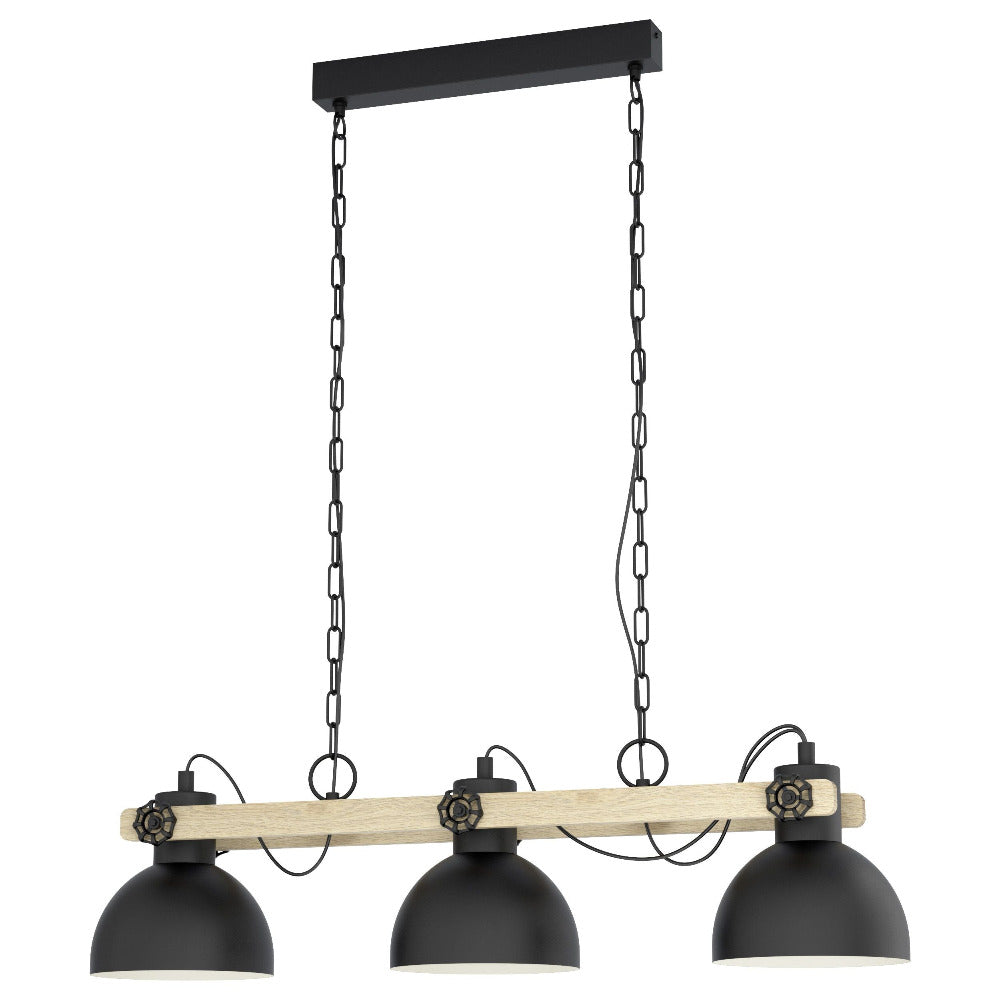 Lubenham 3 Light Island Pendant Black / Brown - 43163N