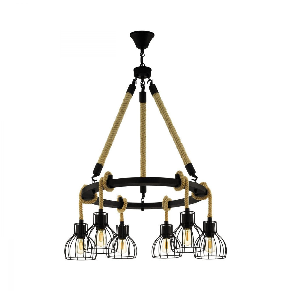 Buy Pendant Lights Australia Rampside 6 Light Pendant Black & Amber 760mm - 43194