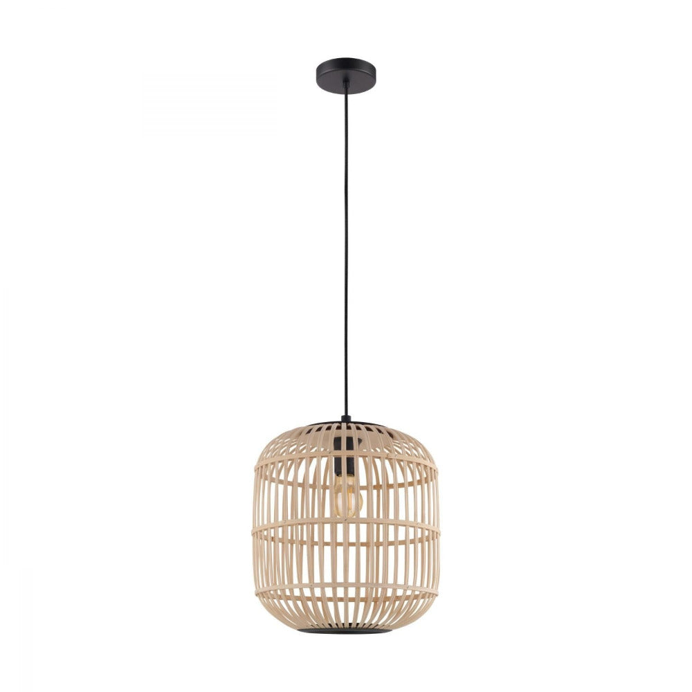 Buy Pendant Lights Australia Bordesley 1 Light Pendant Black & Natural 350mm - 43216N