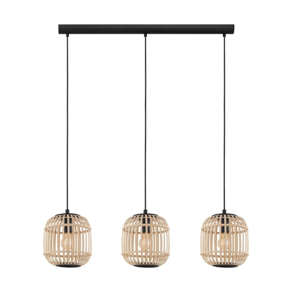 Buy Island Pendant Lights Australia Bordesley 3 Light Pendant Black & Natural - 43217