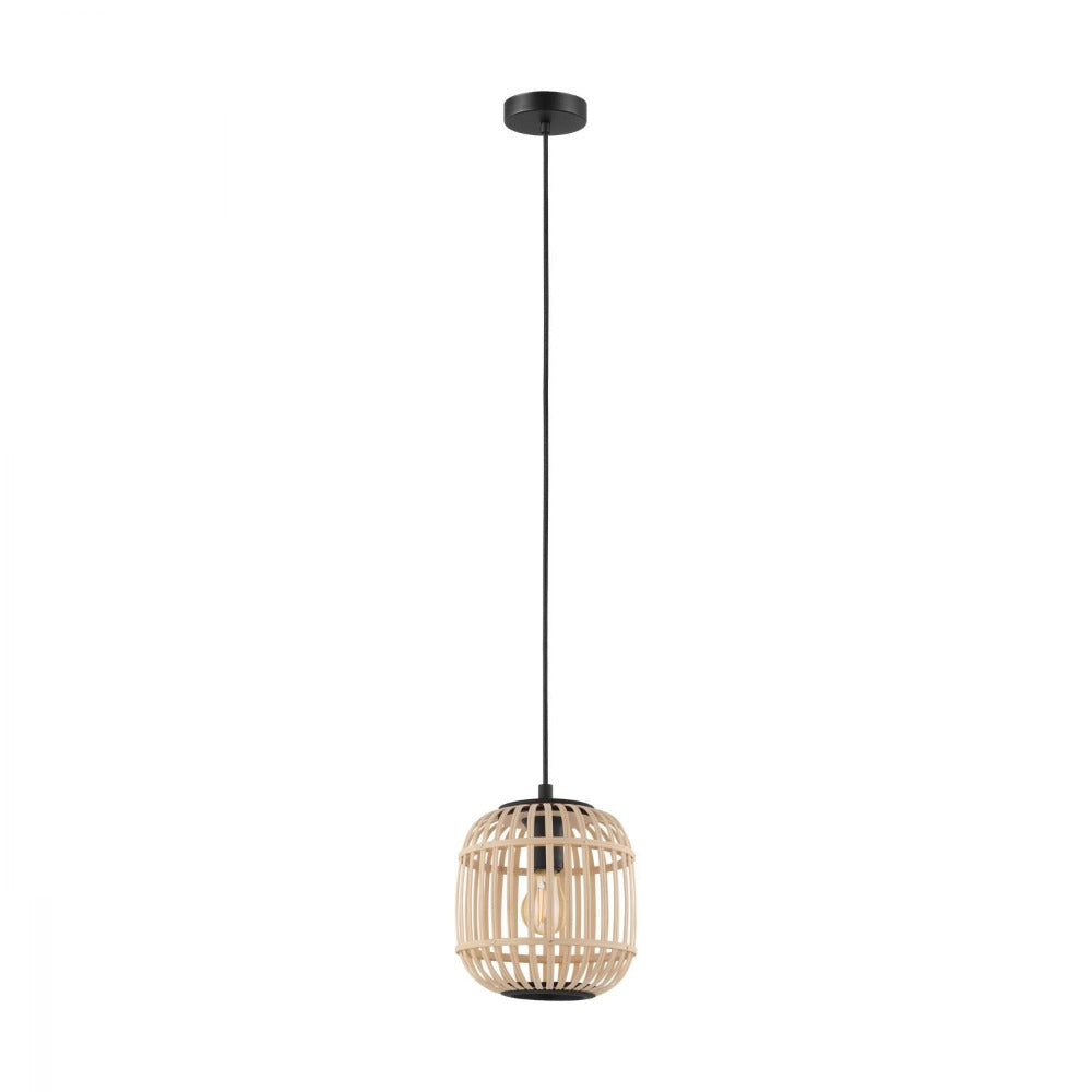 Buy Pendant Lights Australia Bordesley 1 Light Pendant Black & Natural 210mm - 43231N