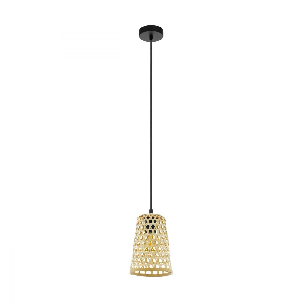 Buy Pendant lights australia - Claverdon 1 Light Pendant Black & Natural 180mm - 43252N