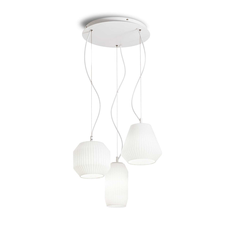 Buy Cluster Pendants Australia Origami Sp3 Cluster Pendant 3 Lights White Glass - 198095