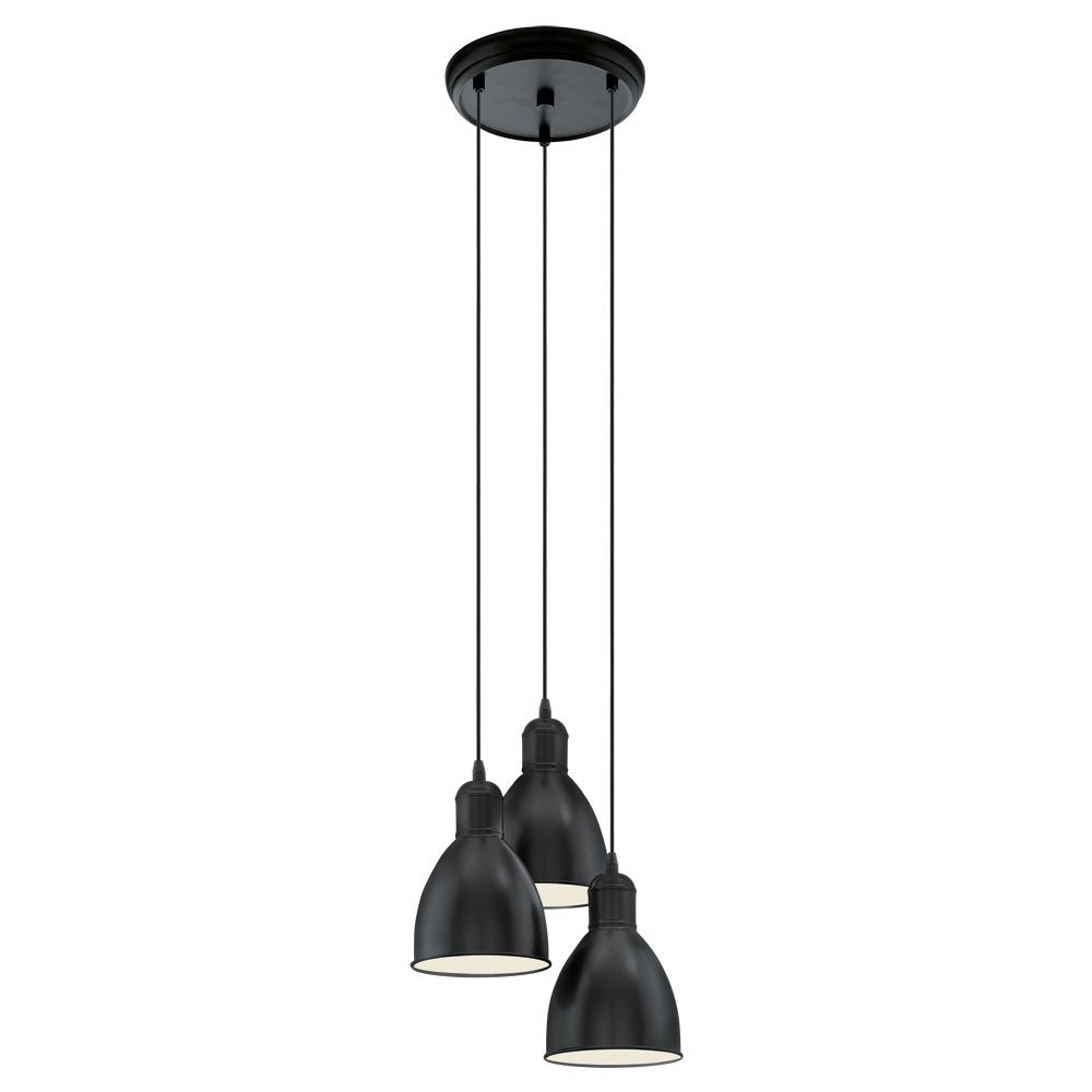 Priddy 3 Light Pendant Black & White - 49465